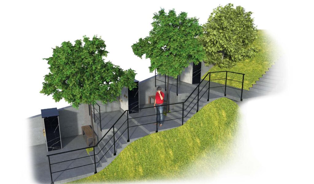 urnový cintorín, vizualizácia urnového cintorína, urnové hroby, kolumbárium, urnová stena, rozšírenie cintorína, moderný urnový háj