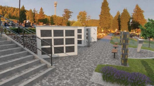 urnový cintorín, vizualizácia urnového cintorína, urnové hroby, kolumbárium, urnová stena, rozšírenie cintorína, moderný urnový háj