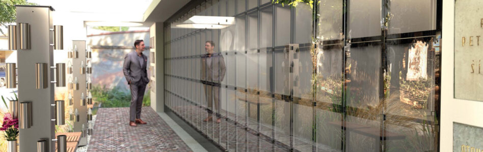 na fotke sa nachádza kolumbária - kolumbárií v českej obci klášterec nad ohří. firma modual vytvorila pre cintorín urnový háj